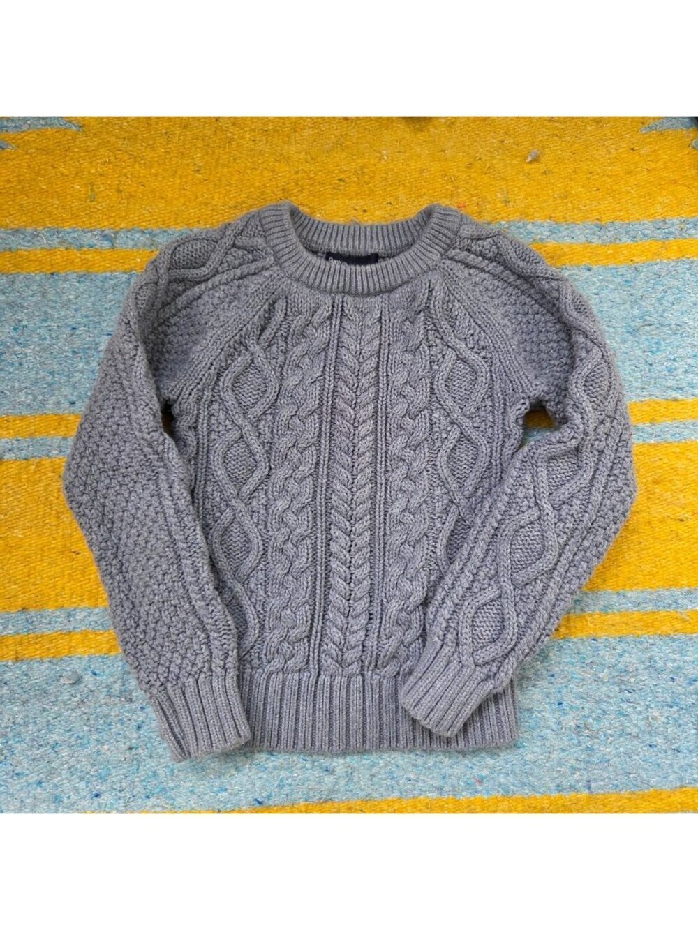 Gap Kids Gray Cotton Chunky Cable Knit Sweater Unisex Size Small (6/7)